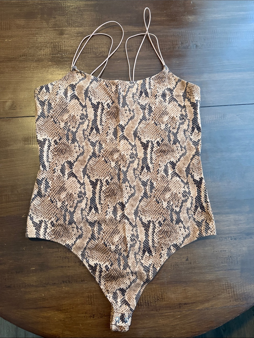 Snake Print Brown Bodysuit One-Piece 5